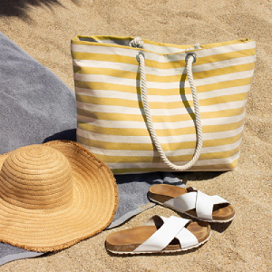 Striped Canvas Tote Beach Bag